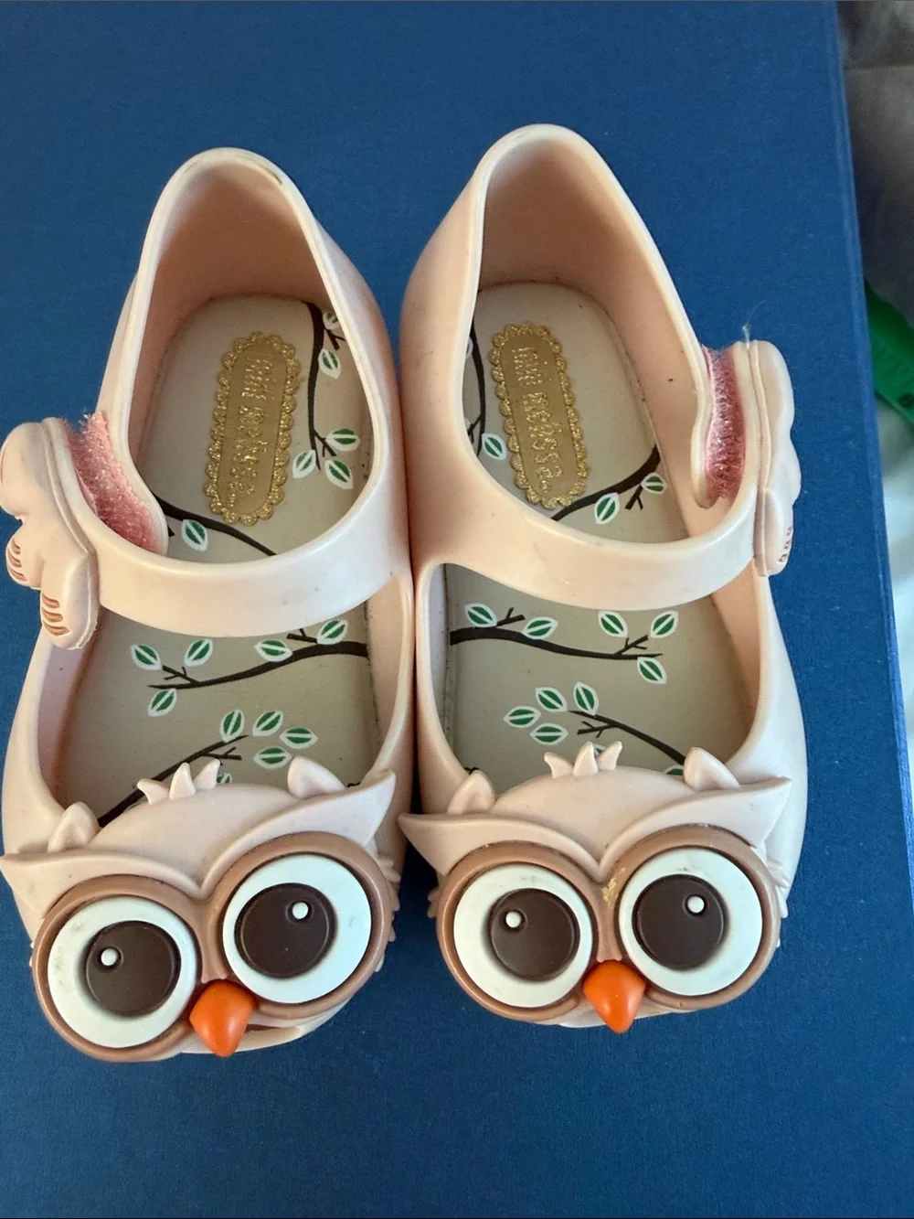 Mini Melissa Pink Owl Mary Janes with Orange Beak